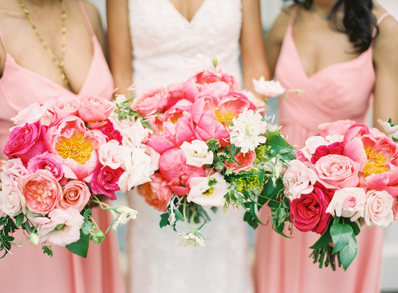 peony bride and bridesmaid bouquets Inspiration