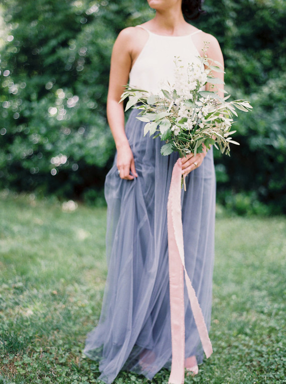 Bridesmaid with two tone dress
