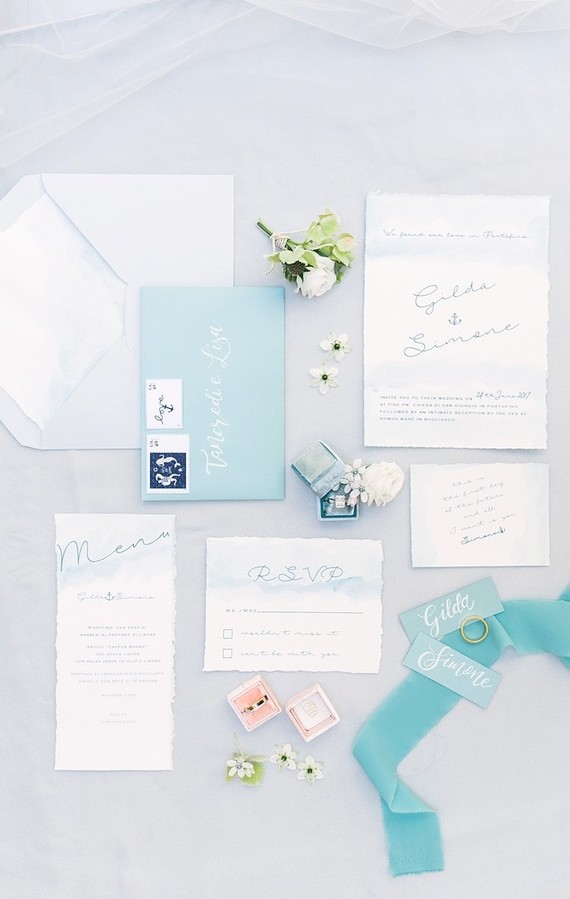 Ocean inspired italian wedding invitations