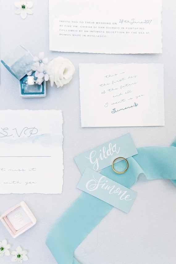 Ocean inspired italian wedding invitations