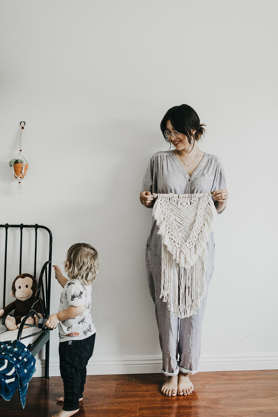 At home family session with macrame artist Judah Co.