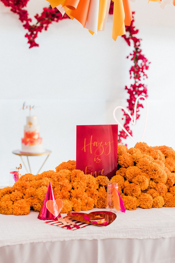Bougainvillea and Marigold Love themed birthday party Inspiration