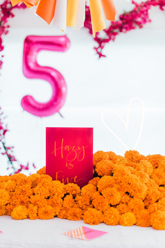 Bougainvillea and Marigold Love themed birthday party