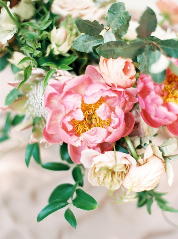 Pink and white garden wedding flowers
