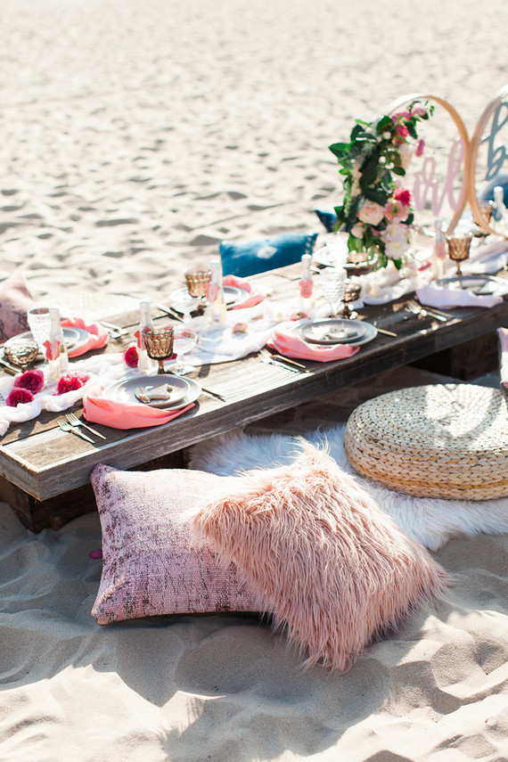 Beachy boho gender reveal party Inspiration
