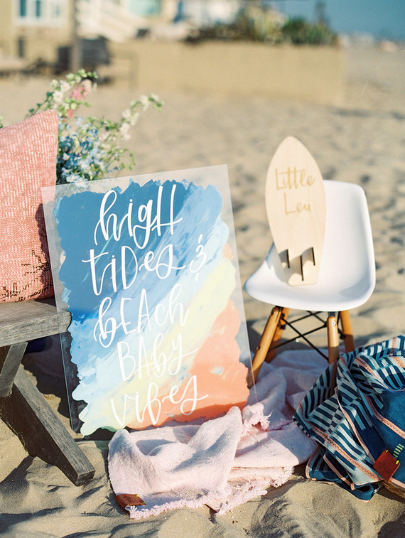 Beachy boho gender reveal party Inspiration