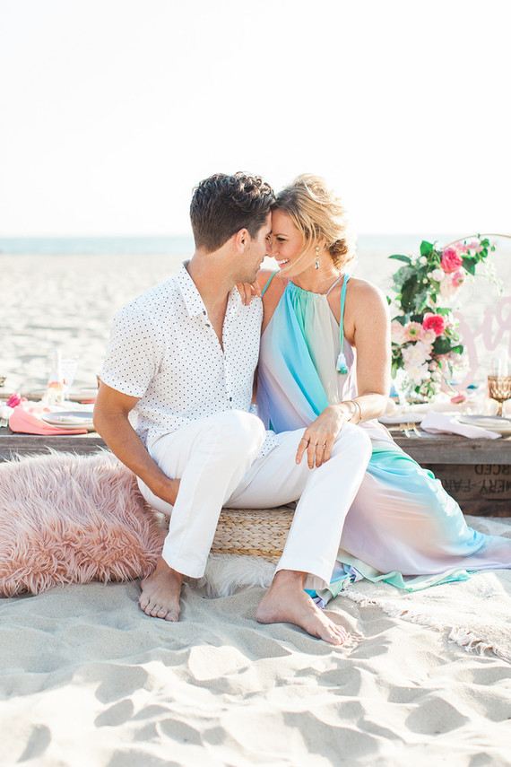 Beachy boho gender reveal party Inspiration