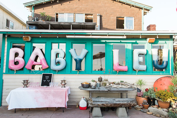 Beachy boho gender reveal party Inspiration
