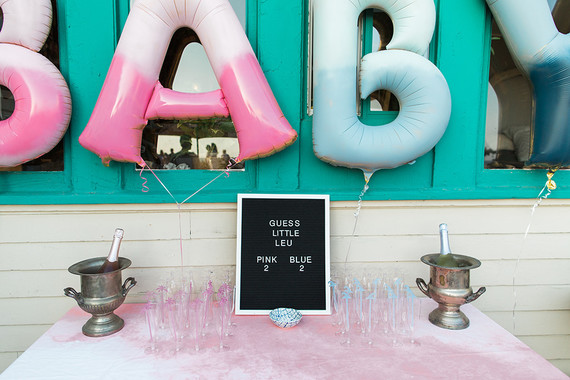 Beachy boho gender reveal party Inspiration