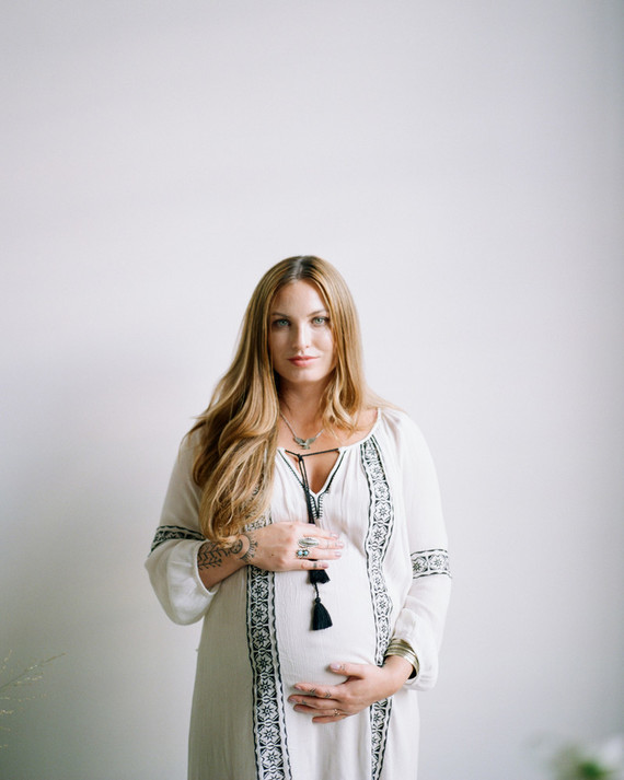 Tassel embroidered maternity dress