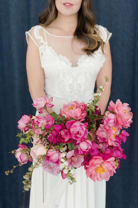peony and bougainvillea bridal bouquet