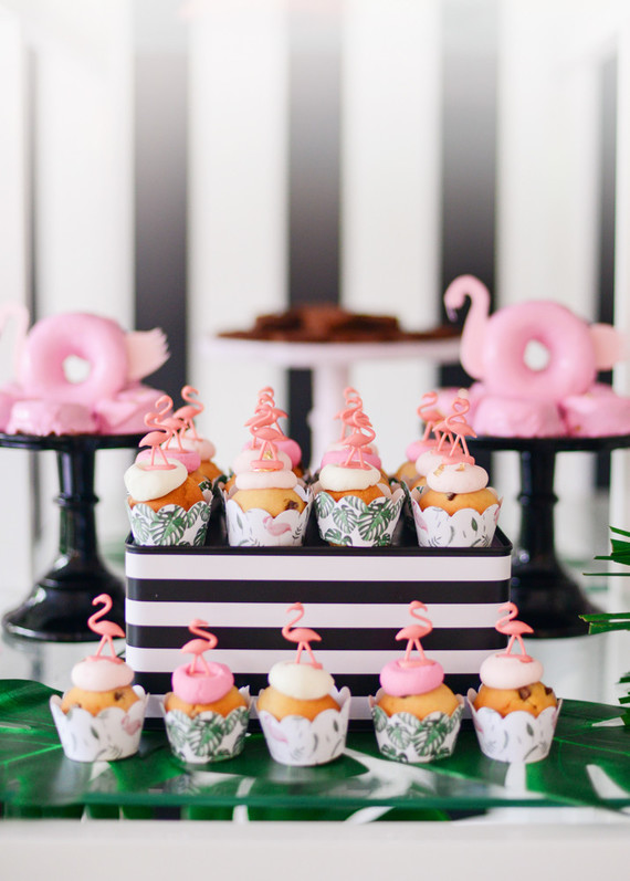 Black and white and pink flamingo birthday party