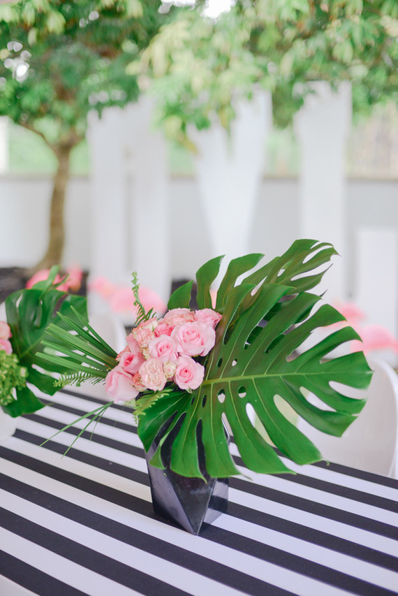 Black and white and pink flamingo birthday party