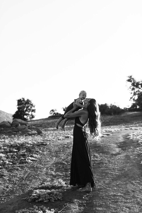 Black and white fashion-inspired family photos