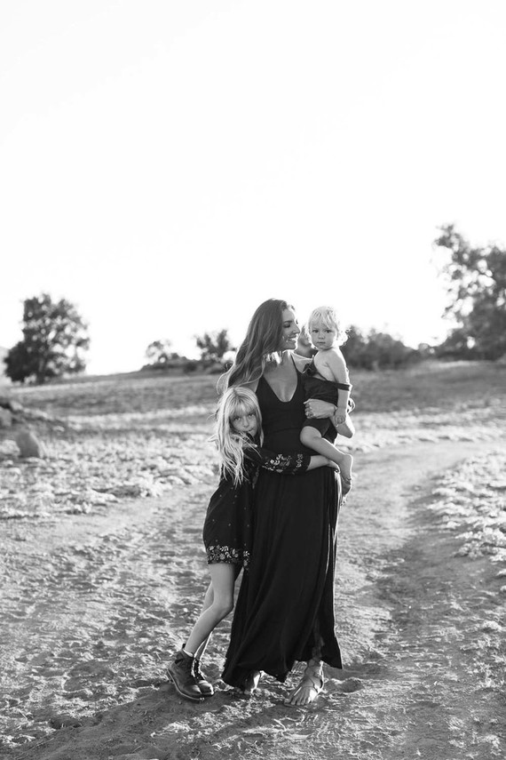 Black and white fashion-inspired family photos