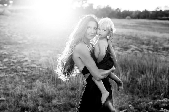 Black and white fashion-inspired family photos