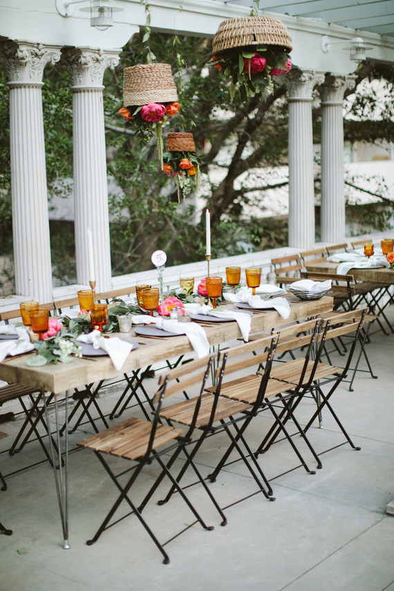 hanging floral baskets for wedding decor