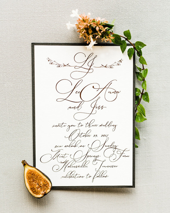 Elegant fall gold foil wedding invites