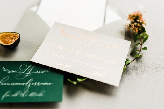 Elegant fall gold foil wedding invites