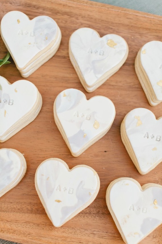 white heart wedding cookies