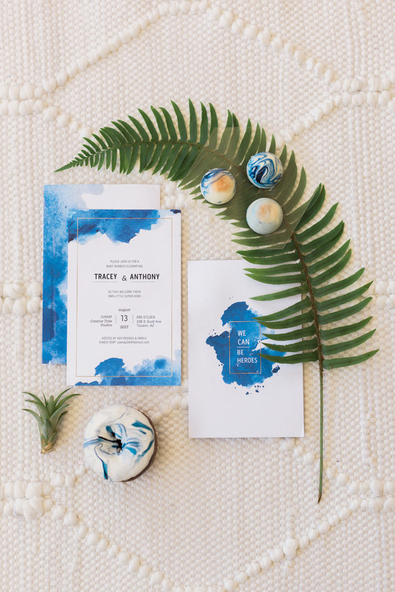 Royal blue heroes baby shower