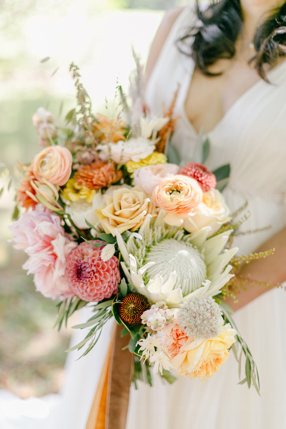 peach fall bridal bouquet