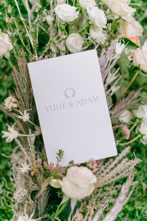 elegant pastel fall wedding at Tyler Arboretum in Philadelphia