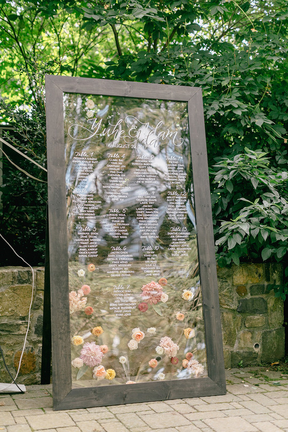 mirror wedding seating chart Inspiration