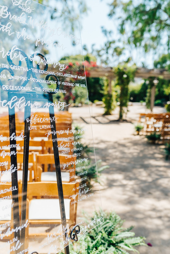 Acrylic ceremony signage Inspiration
