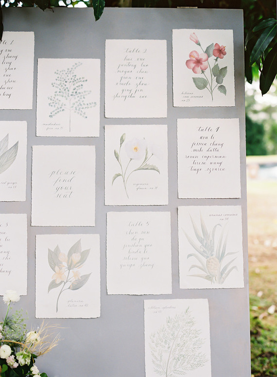 Vintage botanical wedding at Puakea Ranch in Hawaii