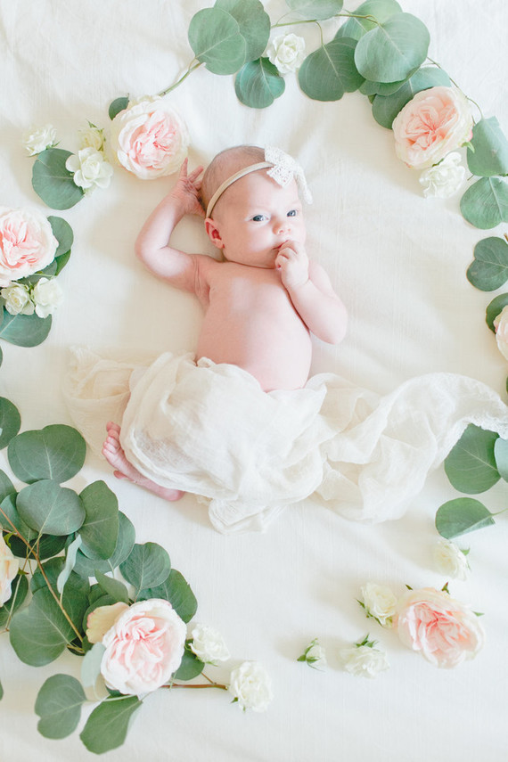 Floral newborn photos on 100 Layer Cakelet Inspiration