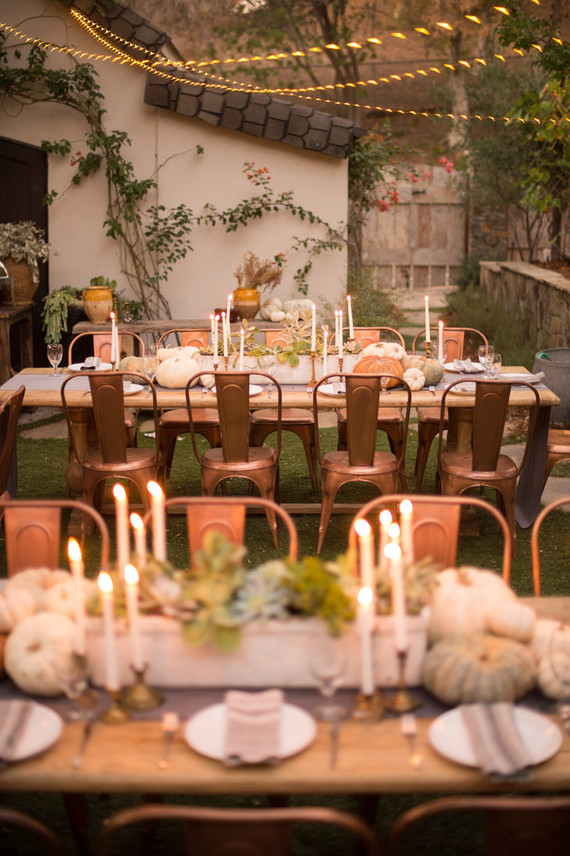 Backyard Thanksgiving feast from Found Rentals
