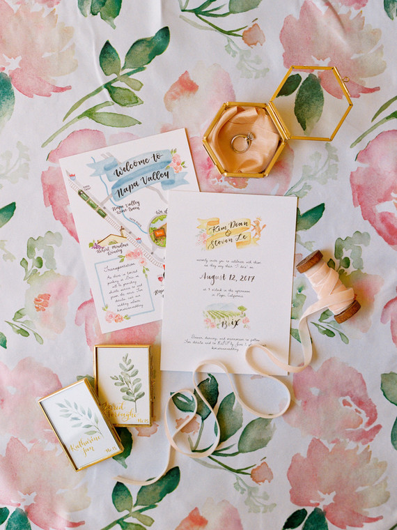 Floral hand painted wedding invites