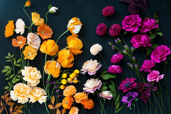 fall colored paper flowers Inspiration