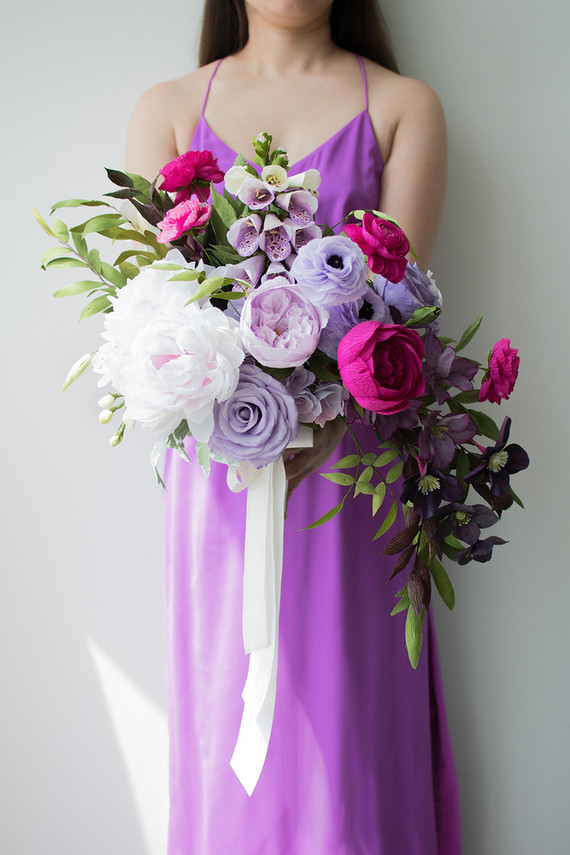 purple paper flower bouquet