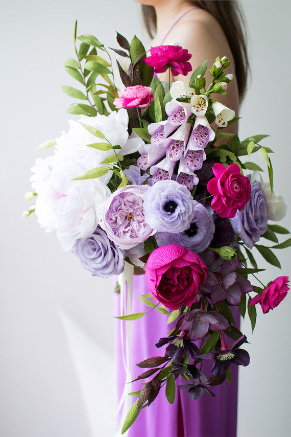 purple paper flower bouquet