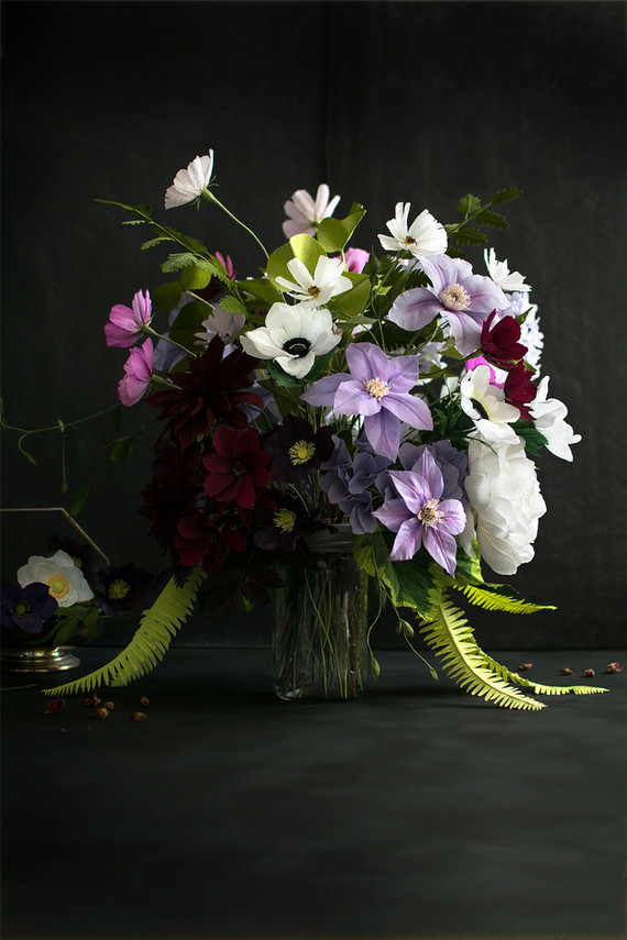 dramatic paper flower bouquet Inspiration
