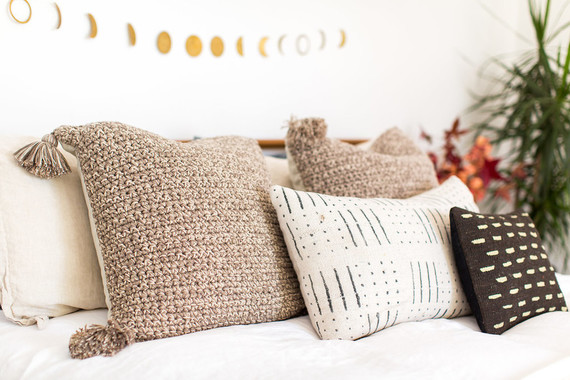 Cozy master bedroom for fall with Coyuchi on 100 Layer Cake