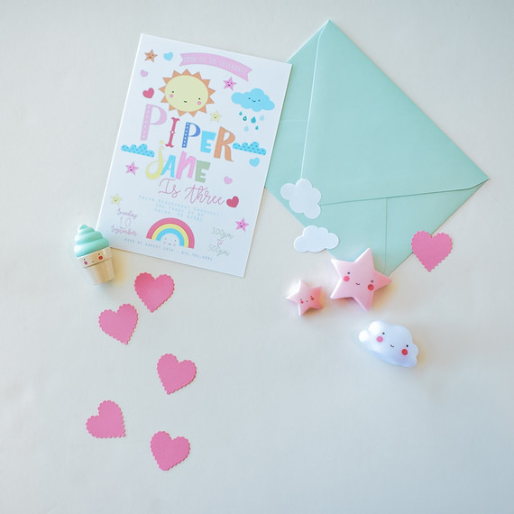 Happy clouds and rainbows 3rd birthday party Inspiration