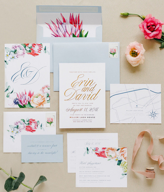 Romantic floral wedding invitations Inspiration