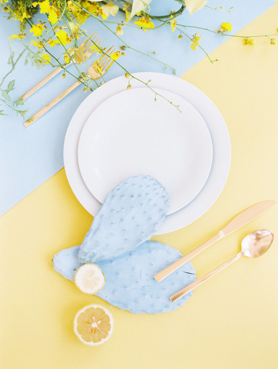 blue and yellow modern wedding inspiration