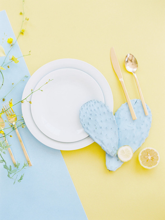 blue and yellow modern wedding inspiration