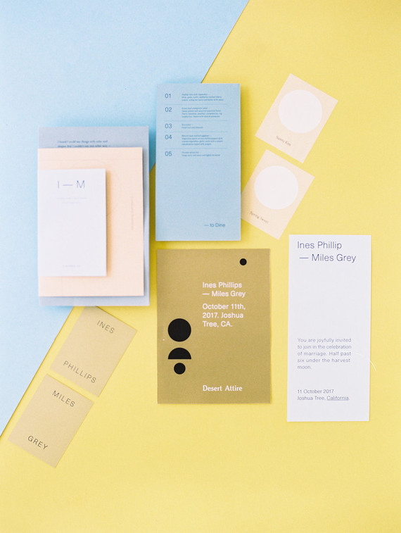 blue and yellow modern wedding inspiration