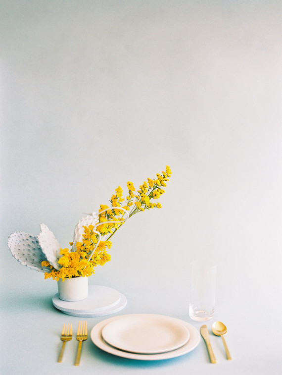 blue and yellow modern wedding inspiration