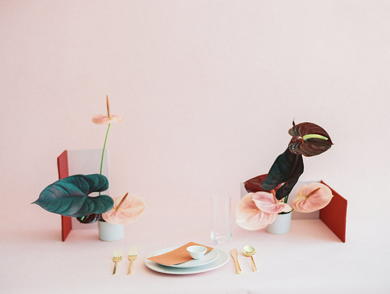 modern color blocked wedding inspiration