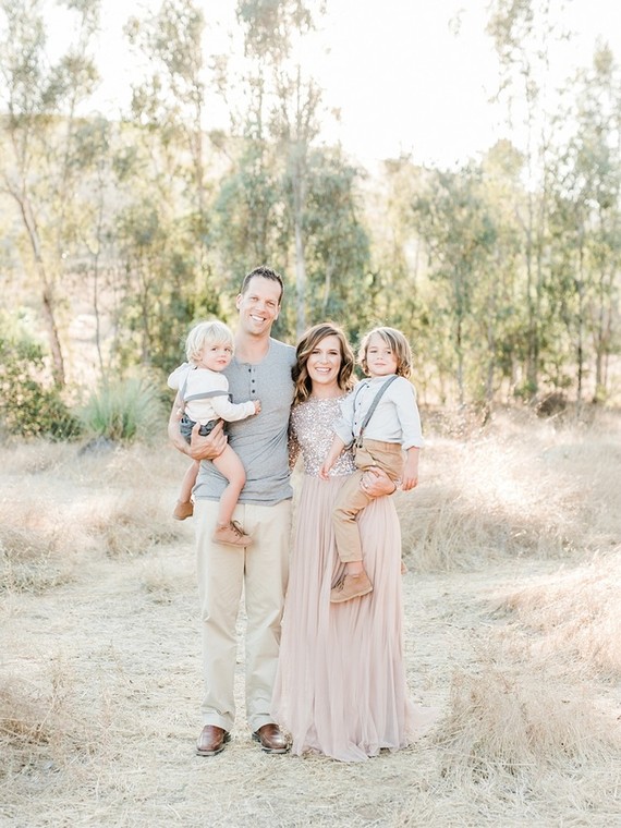 Rustic sparkle holiday family photos in San Diego