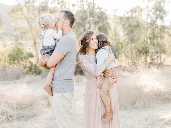 Rustic sparkle holiday family photos in San Diego