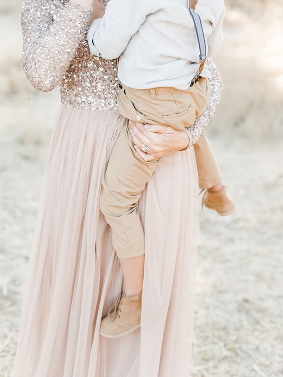Rustic sparkle holiday family photos in San Diego
