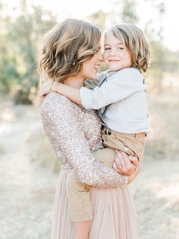 Rustic sparkle holiday family photos in San Diego