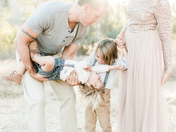 Rustic sparkle holiday family photos in San Diego